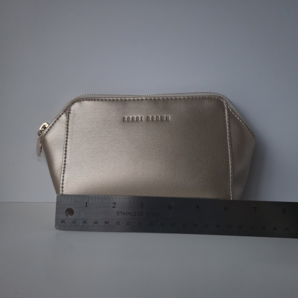 NWOT Bobbi Brown Gold Metallic Makeup Bag Cosmetic Travel Pouch Zipper Case - Picture 4 of 10